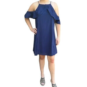 NORDSTROM Dee Elly Shoulder Detail Swing A Line Dress Navy - size Large